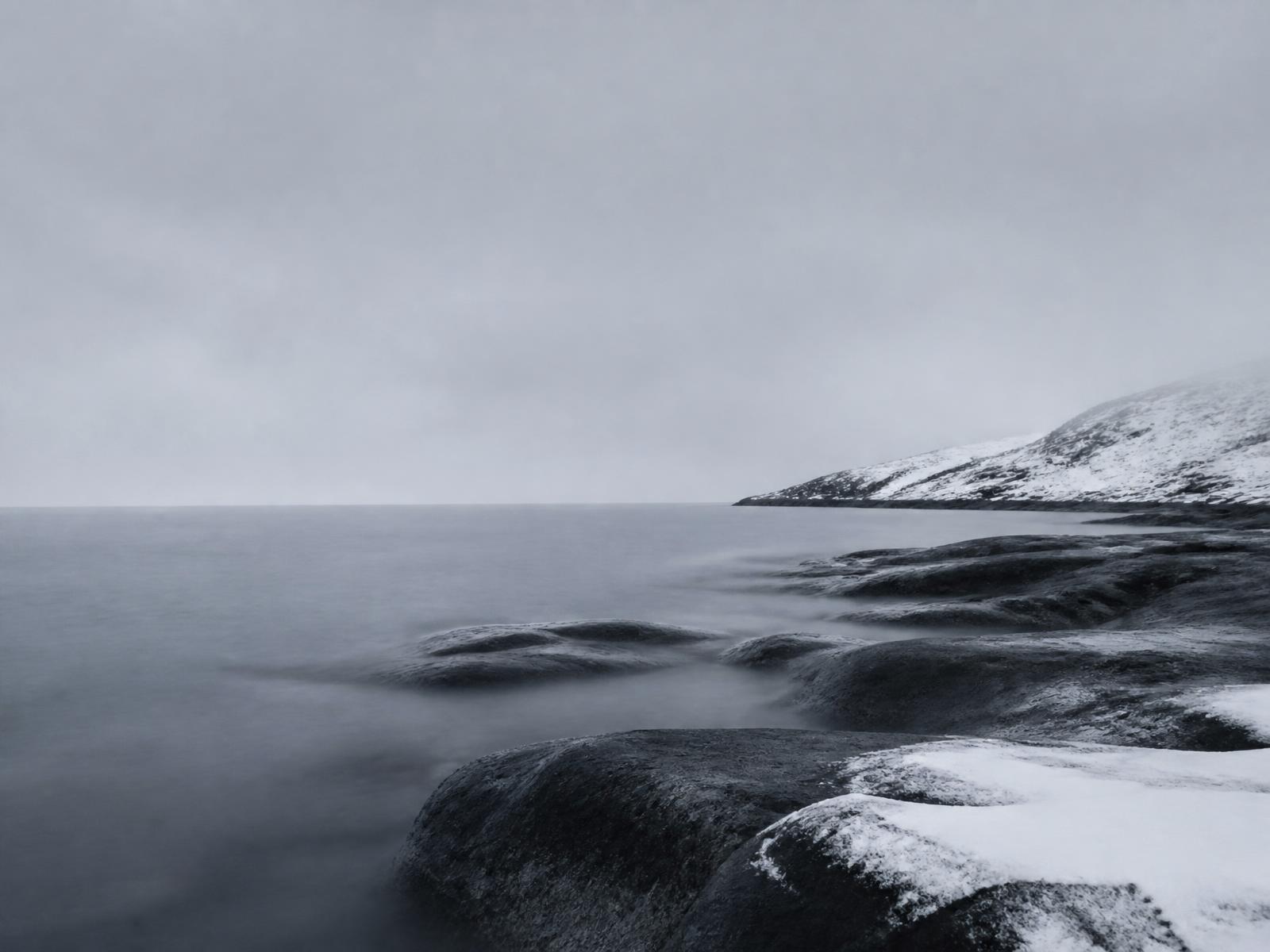 Nordic coastline in winter light
